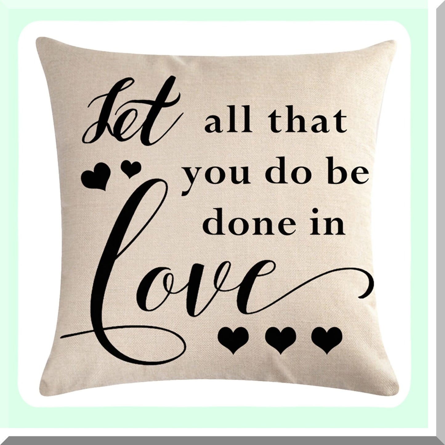 Rustic Love Family Quotes Pillow Covers - Set of 4 Inspirational Farmhouse Cushion Cover with Heart Design - 18" x 18" Decorative Pillowcases for Housewarming Gifts