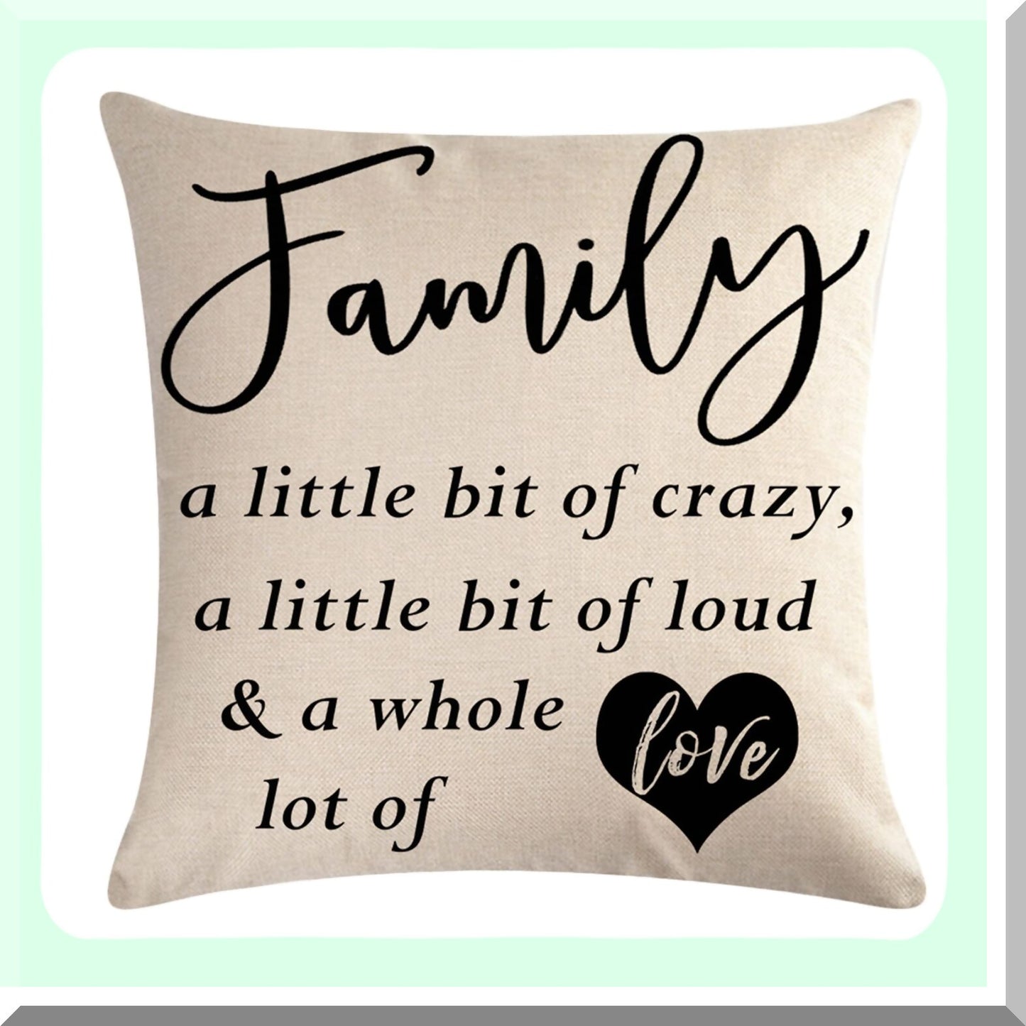 Rustic Love Family Quotes Pillow Covers - Set of 4 Inspirational Farmhouse Cushion Cover with Heart Design - 18" x 18" Decorative Pillowcases for Housewarming Gifts