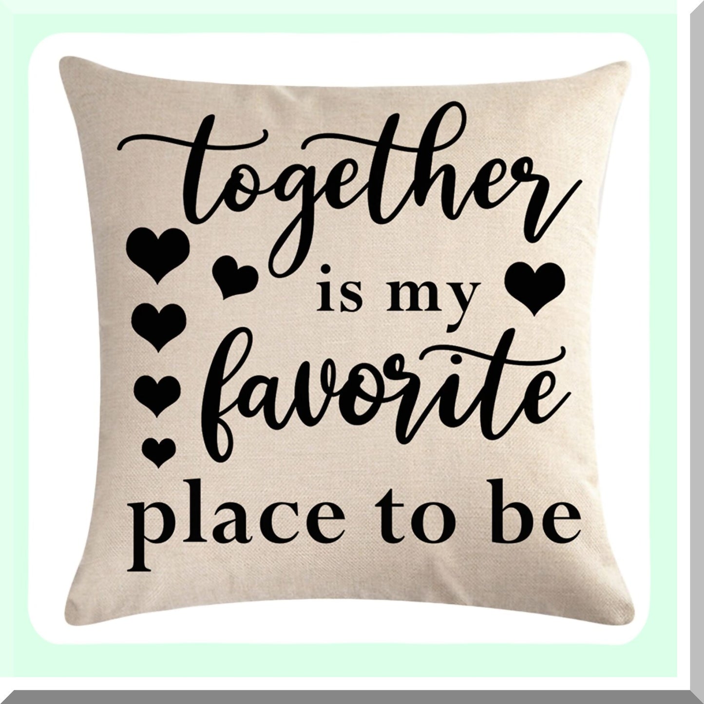Rustic Love Family Quotes Pillow Covers - Set of 4 Inspirational Farmhouse Cushion Cover with Heart Design - 18" x 18" Decorative Pillowcases for Housewarming Gifts