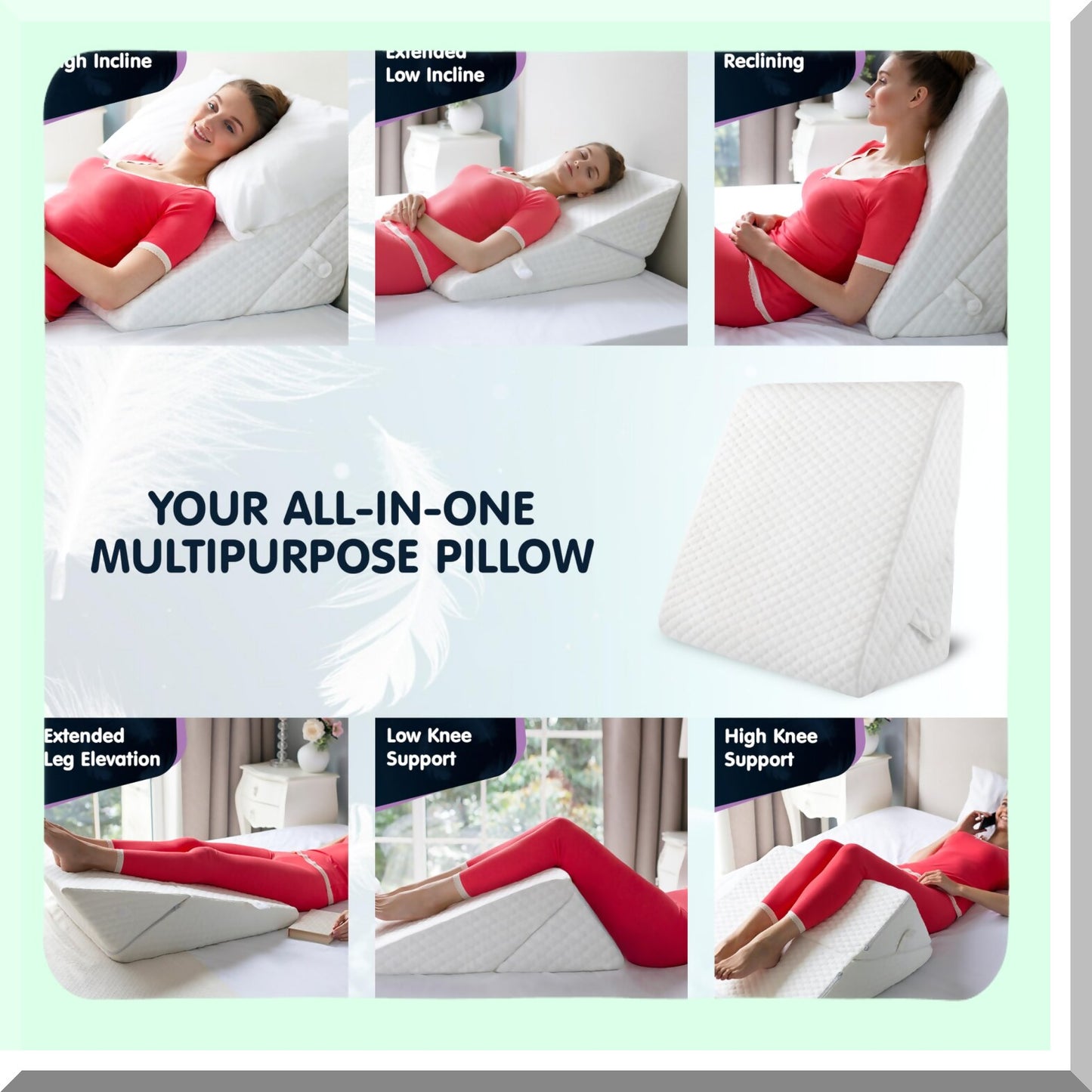 ComfortMax 7-in-1 Memory Foam Pillow Wedge - Adjustable Body Positioner for Acid Reflux, Sleep Apnea, Gerd, Heartburn, Back & Knee Pain Relief.