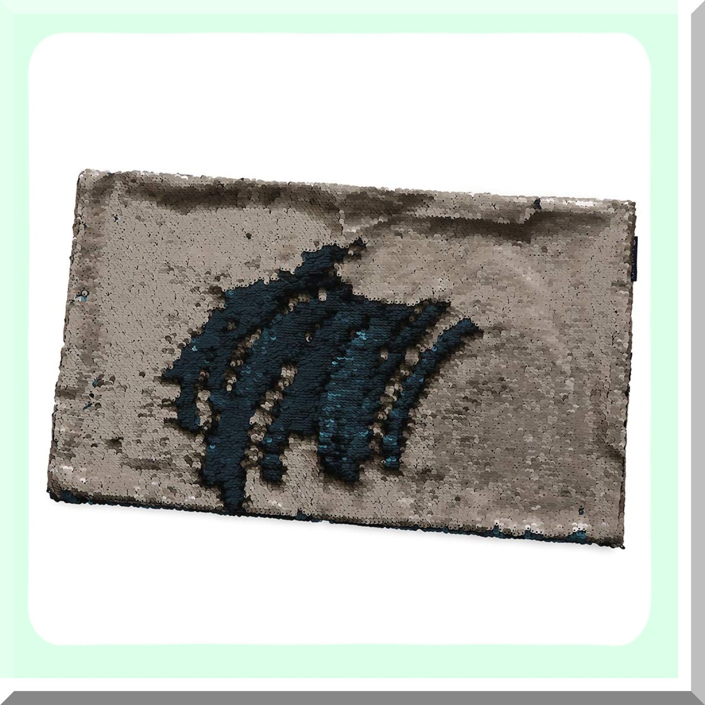 Shimmering Mermaid Sequin Reversible Pillow Cover - Antique Gold & Atlantis Blue Decorative Cushion for Sofa, Couch, Bed - Glitter Party White Gift - 12X20