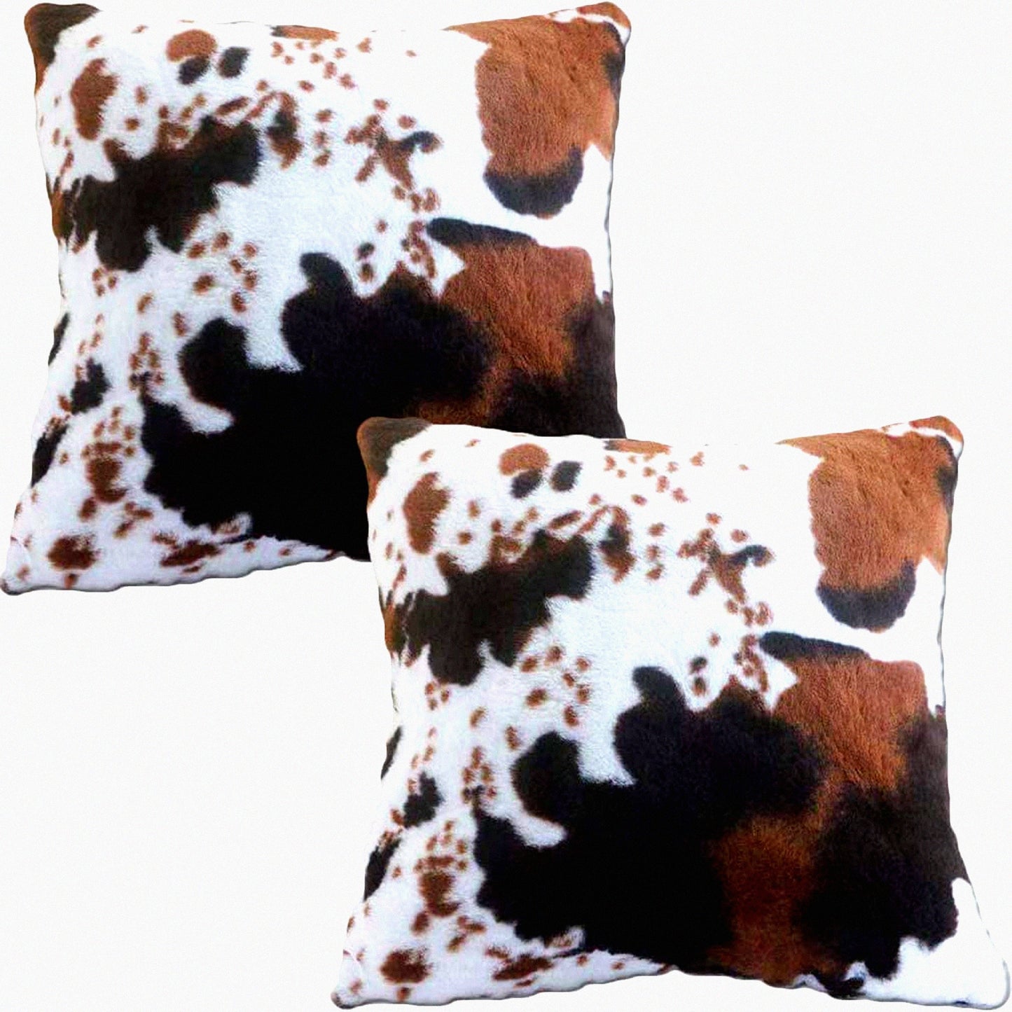 Rustic Farm Cowhide Pillow Covers - Western Country Decor Cushion Case for Sofa & Couch - Luxury Soft Plush Throw Pillows - Brown, White, Black