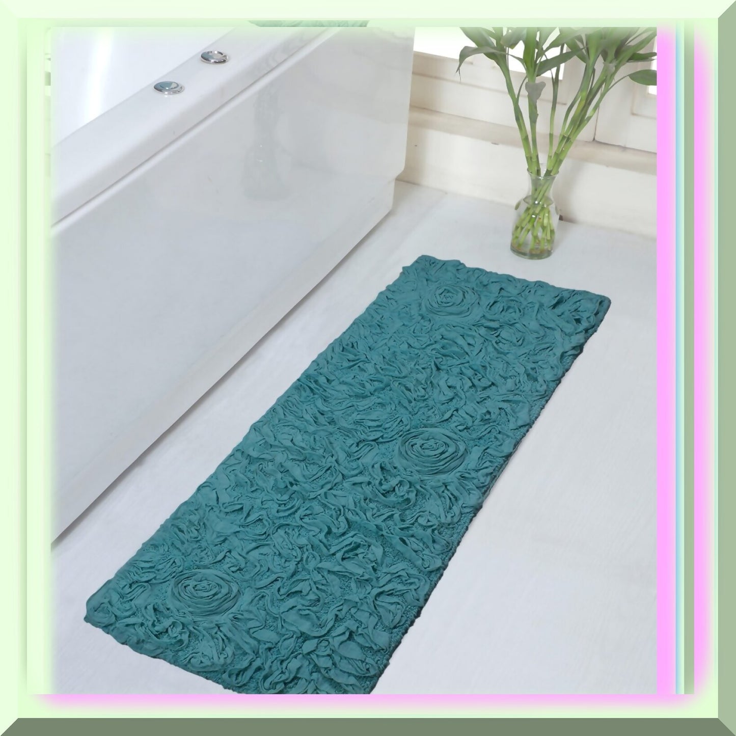 21"x54" Cotton Tufted Bath Rug Blue