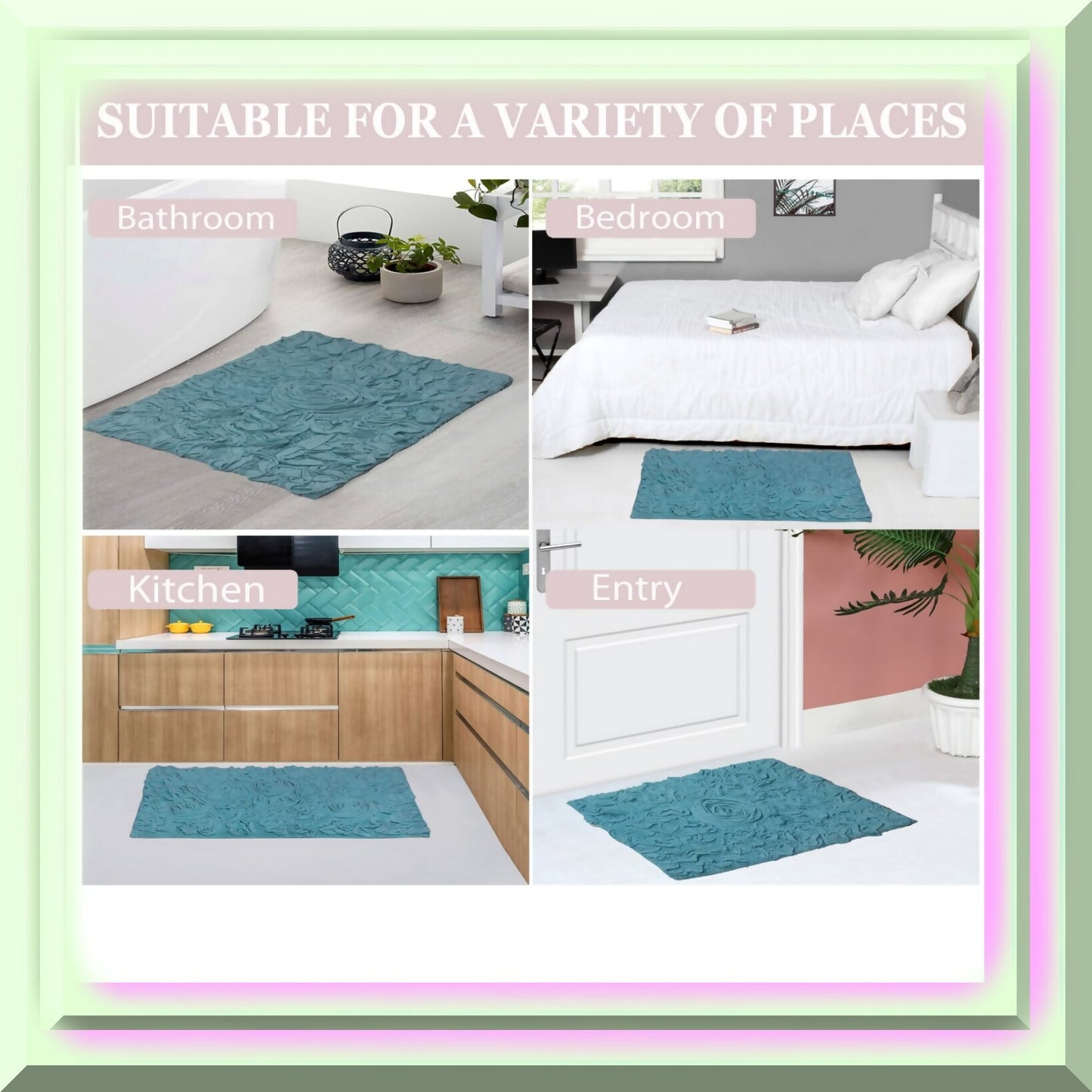 21"x54" Cotton Tufted Bath Rug Blue