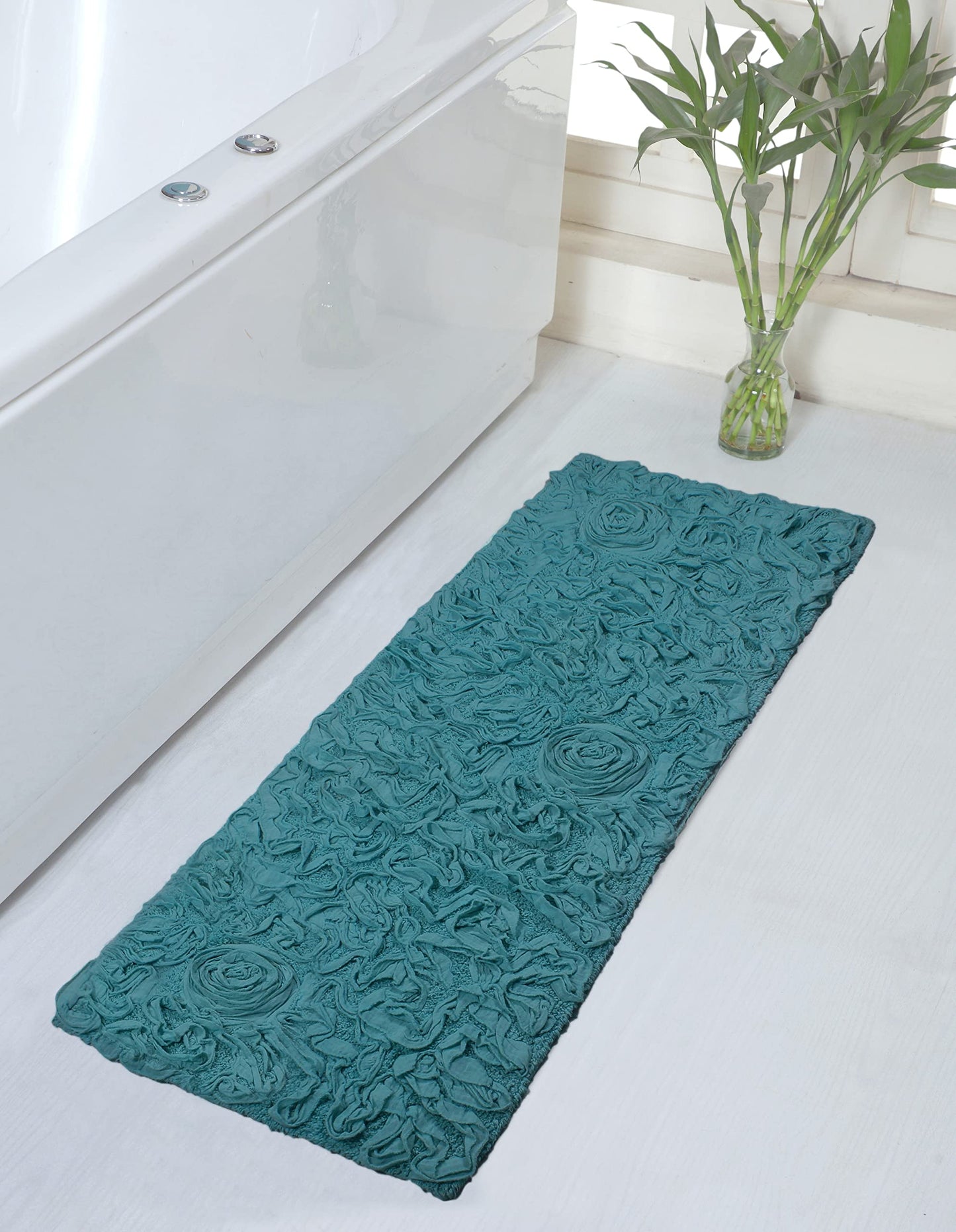 21"x54" Cotton Tufted Bath Rug Blue