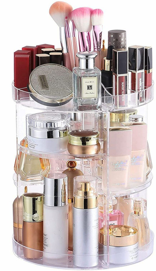 360 Degree Rotating Makeup Organizer 4-Tier Clear