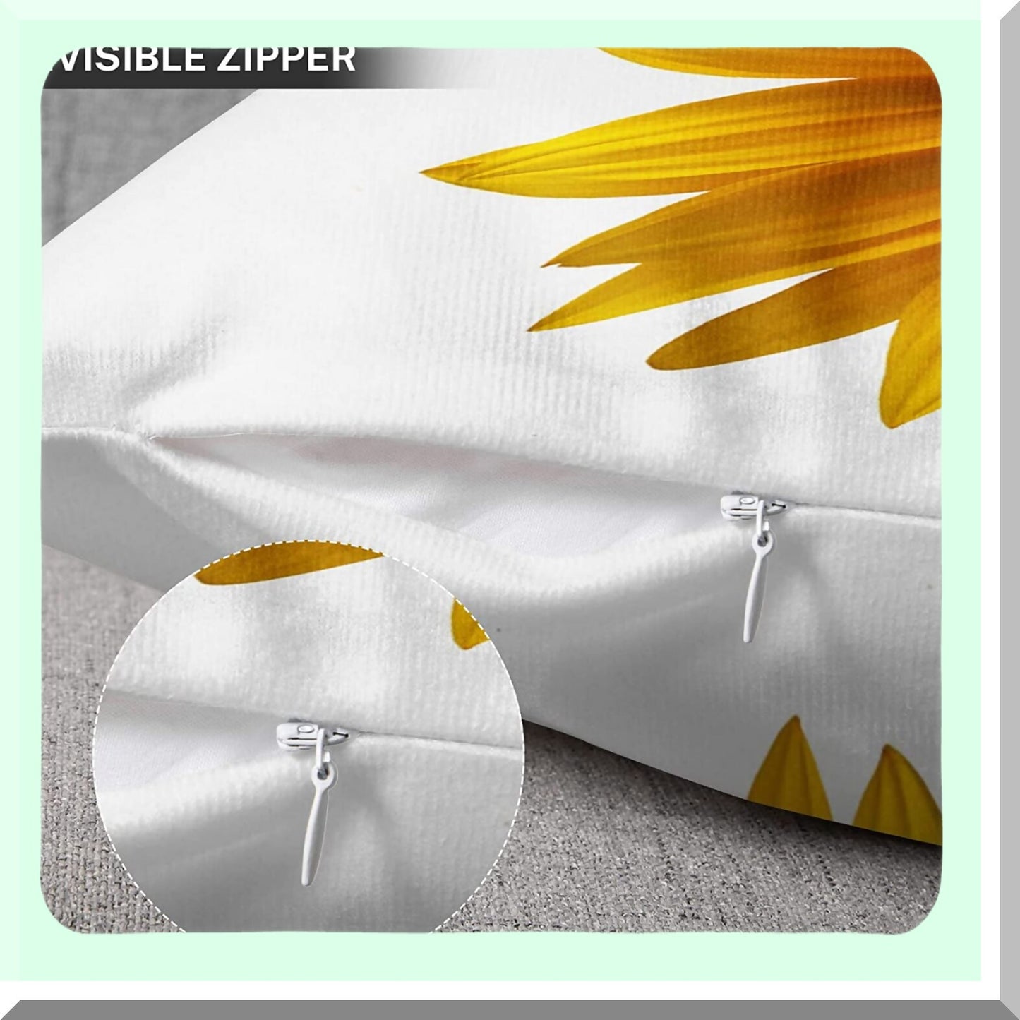 Sunflower Beauty Decorative Pillow Cover - White Leaf Photography Print, 18x18 Inch Square Cushion Case, Polyester, Nature Inspired, Home Decor