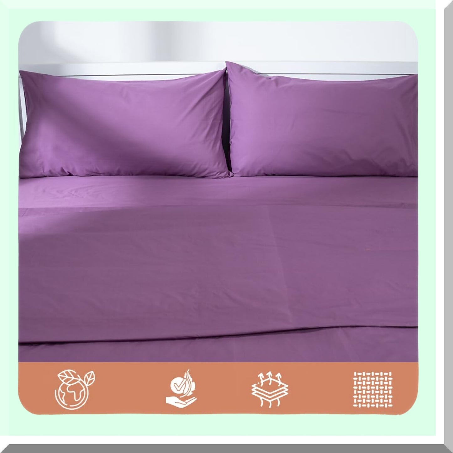 Luxury Cotton Pillowcase Set - 400 Thread Count, Long Staple, Silky Soft Pillow Covers - Durable & Natural Hotel Quality Bedding - Lavender Queen Size