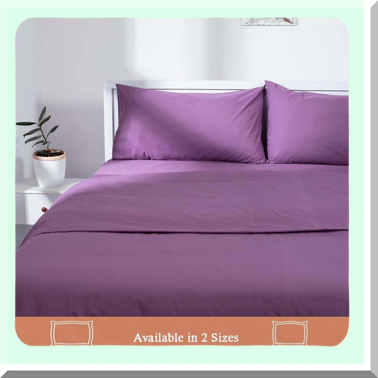 Luxury Cotton Pillowcase Set - 400 Thread Count, Long Staple, Silky Soft Pillow Covers - Durable & Natural Hotel Quality Bedding - Lavender Queen Size