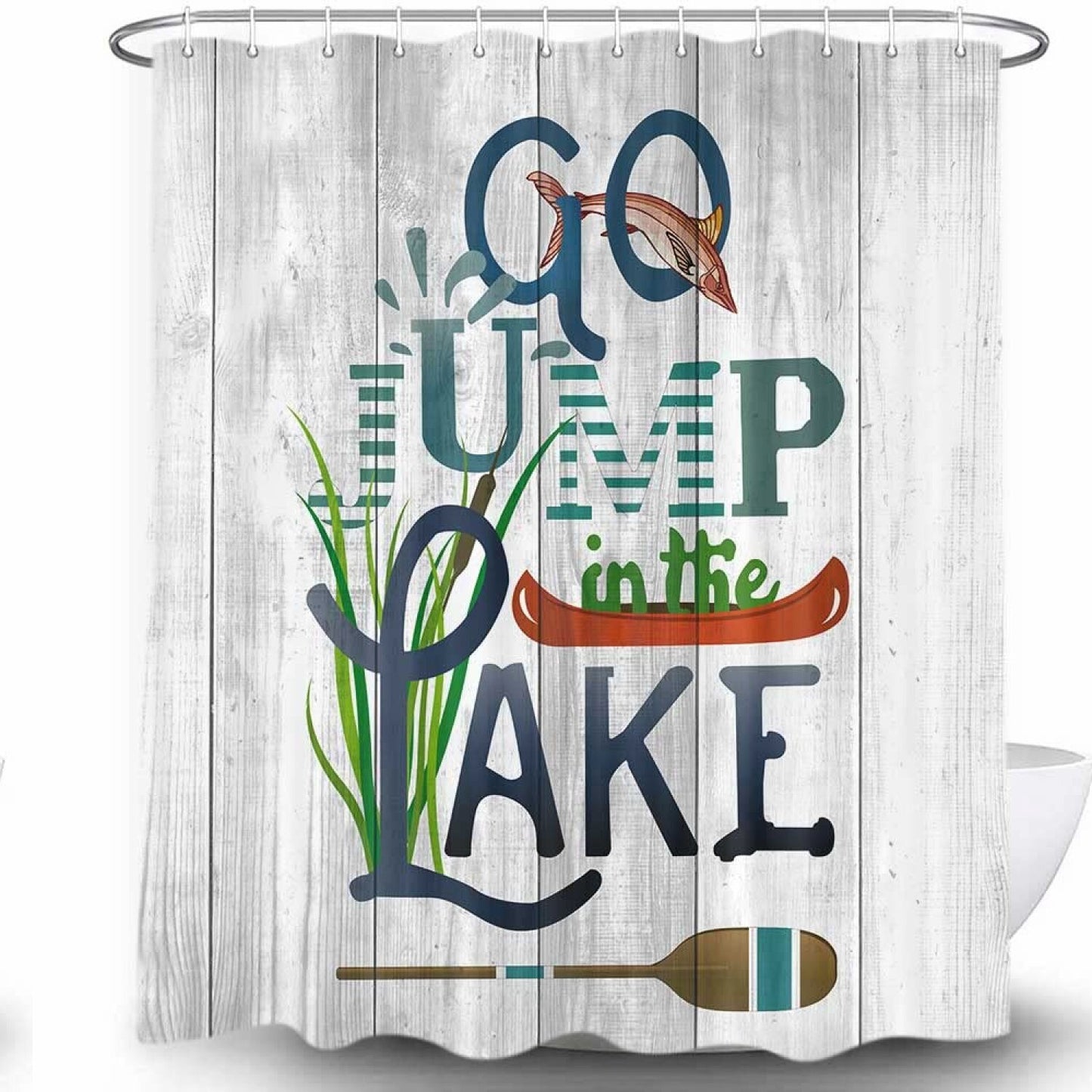 Rustic Lakeside Cabin Shower Curtain 69x70in with Hooks