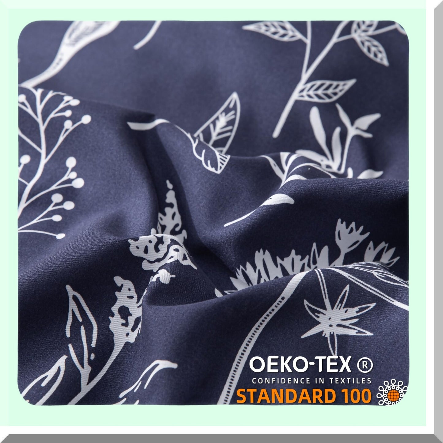 Navy Blue Floral Microfiber Comforter Set - Queen Size Bedding with 2 Pillow Cases | Soft All Seasons Comforter Sets