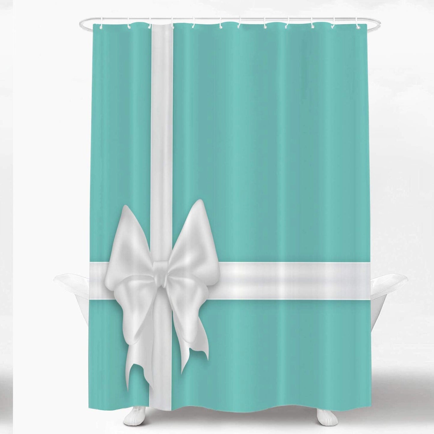 White Turquoise 72x72 Inch Shower Curtain