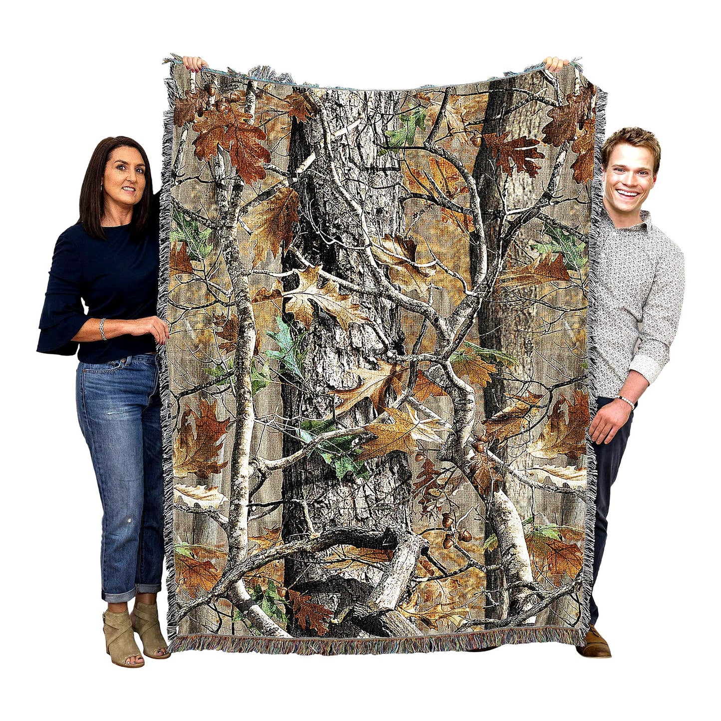 Rustic Retreat Cotton Camo Blanket - Perfect Lodge Cabin Gift, 72x54 USA-Made Tapestry Throw