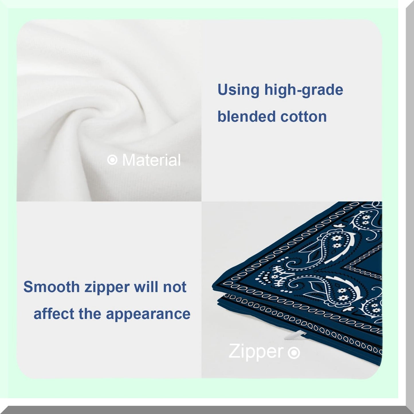 Floral Paisley Bandana Silk Pillow Covers - Set of 2, 18x18 Inch Decorative Cushion Throw Pillowcase for Outdoor Sofa and Couch