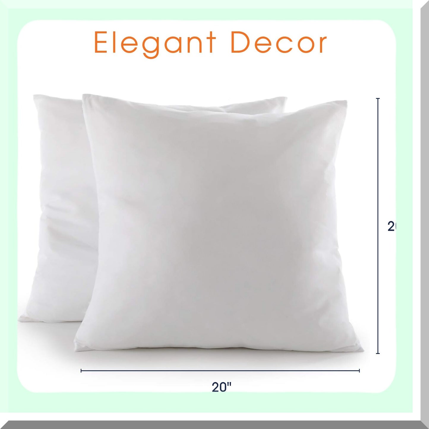 White Square Throw Pillow Set - 20" x 20" Decorative Cushions for Couch Sofa Bed - Zippered Cover Included - Accent Pillows with Insert