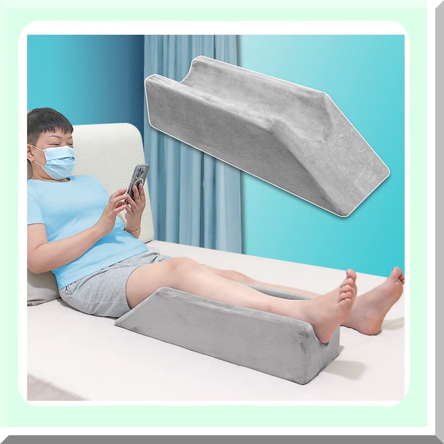 ElevateEase Knee Support Pillow - Post Surgery Leg Rest Wedge for Sleeping, Foam Bed Bolster Cushion with Foot Elevation, Positioning Aid for Legs