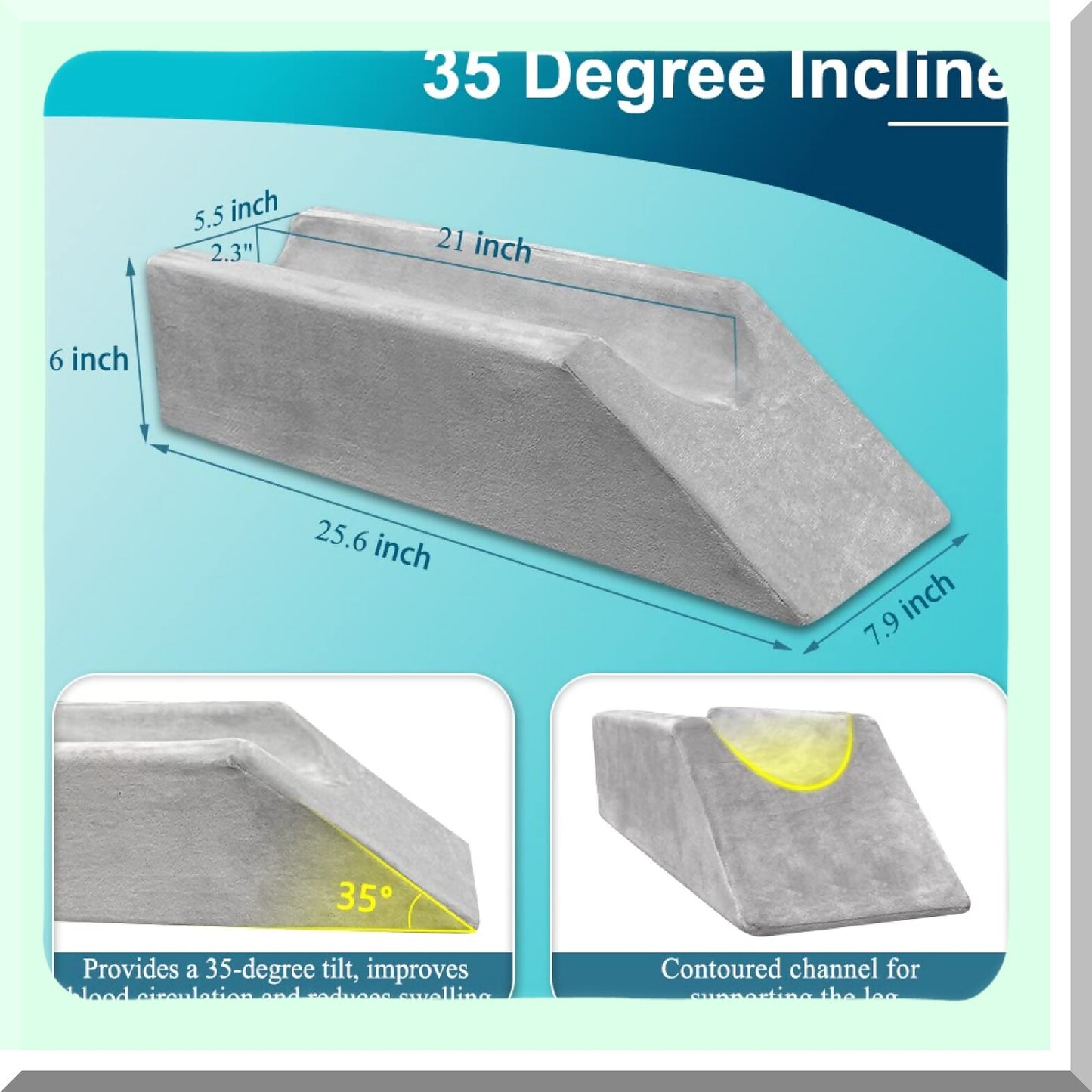 ElevateEase Knee Support Pillow - Post Surgery Leg Rest Wedge for Sleeping, Foam Bed Bolster Cushion with Foot Elevation, Positioning Aid for Legs