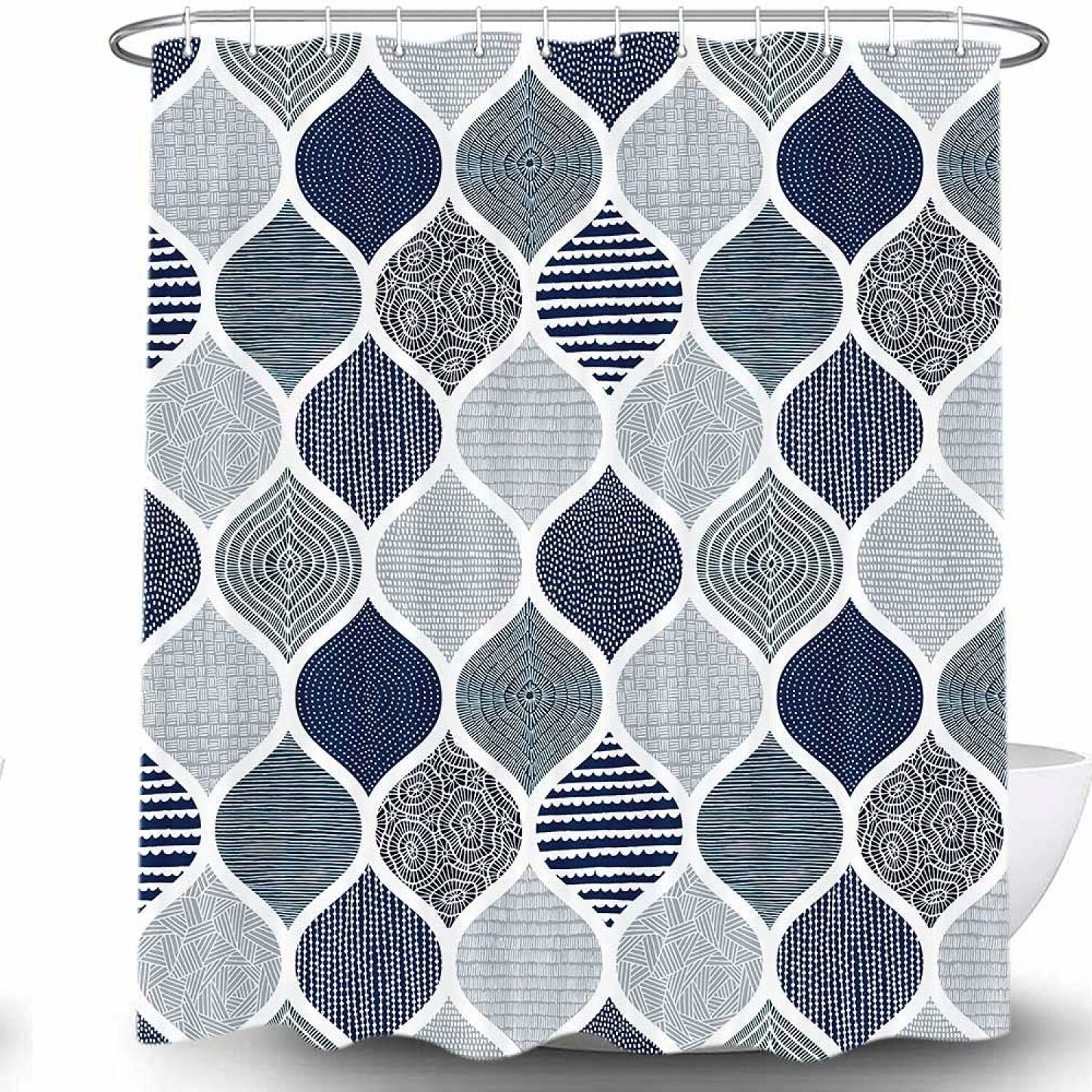 Boho Blue Grey Shower Curtain 72x72