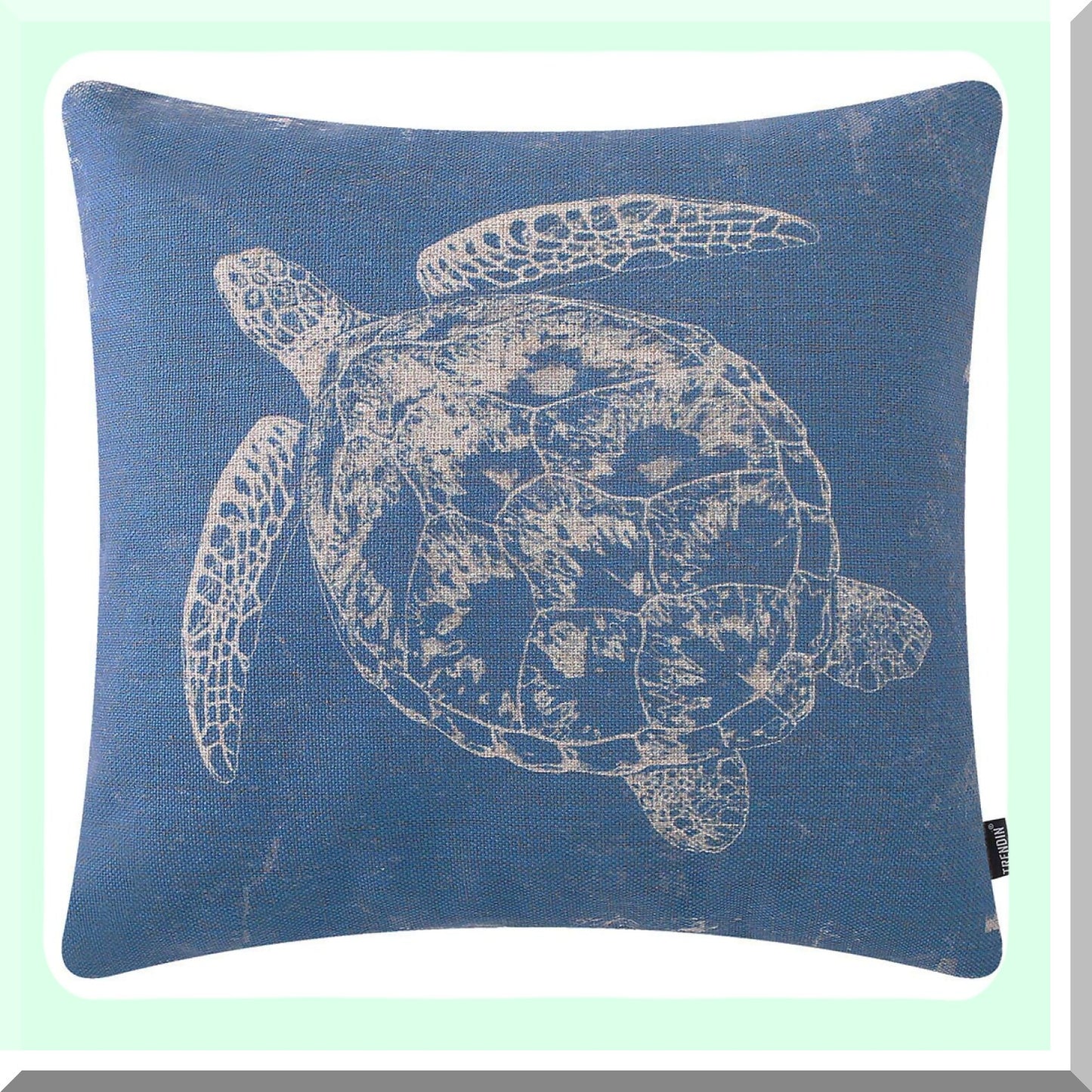 Nautical Ocean Turtle Pillowcase - Coastal Sea Decorative Cushion Cover for Patio Couch Sofa - Square Throw Pillow Cover 18x18 inches
