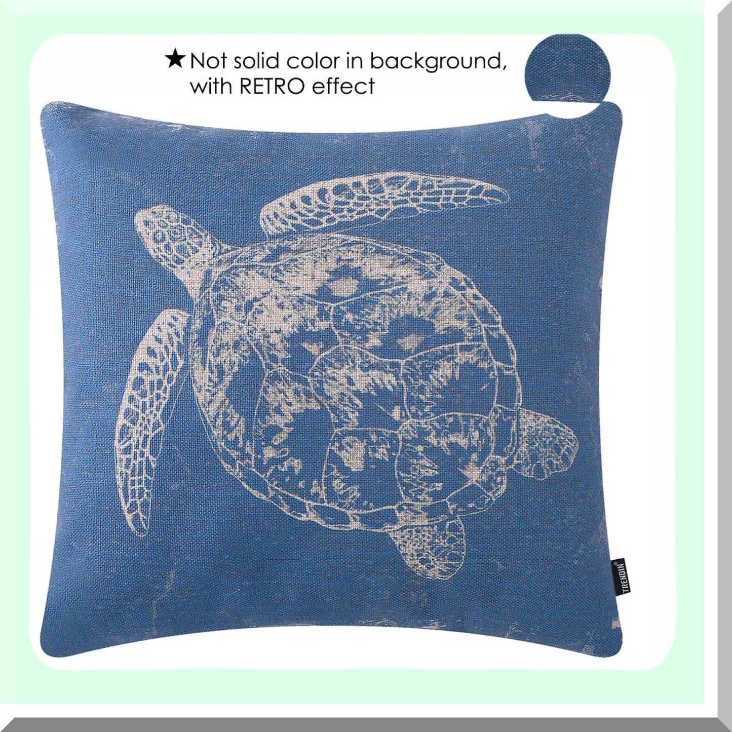 Nautical Ocean Turtle Pillowcase - Coastal Sea Decorative Cushion Cover for Patio Couch Sofa - Square Throw Pillow Cover 18x18 inches