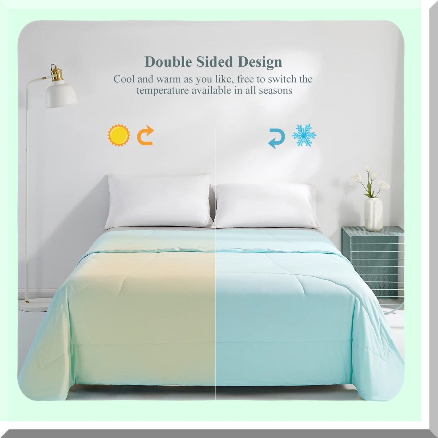 Arctic Chill Queen Cooling Comforter - Stay Cool Technology, Hypoallergenic Summer Blanket for Hot Sleepers, Absorbs Body Heat, Blue Quilt