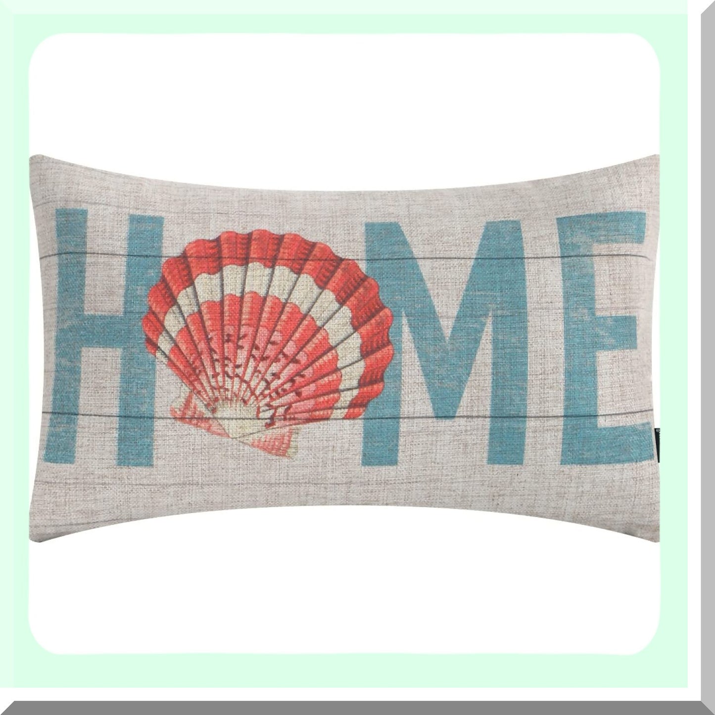 Retro Coastal Seashell Pillowcase - Nautical Linen Cushion Cover for Couch Sofa - 20x12 Inch Rectangular Throw Pillow Cover PL1026TR