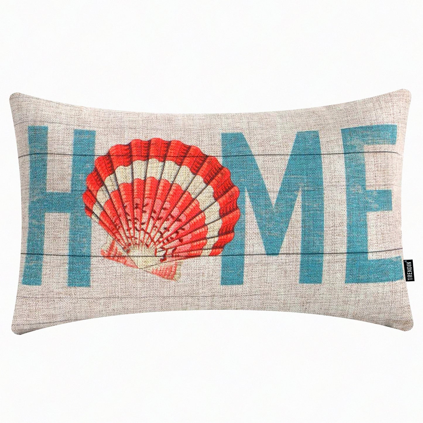 Retro Coastal Seashell Pillowcase - Nautical Linen Cushion Cover for Couch Sofa - 20x12 Inch Rectangular Throw Pillow Cover PL1026TR