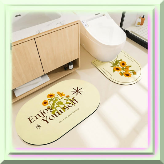 Sunflower Bathroom Rugs Set 2 Piece Water Absorbent Non Slip