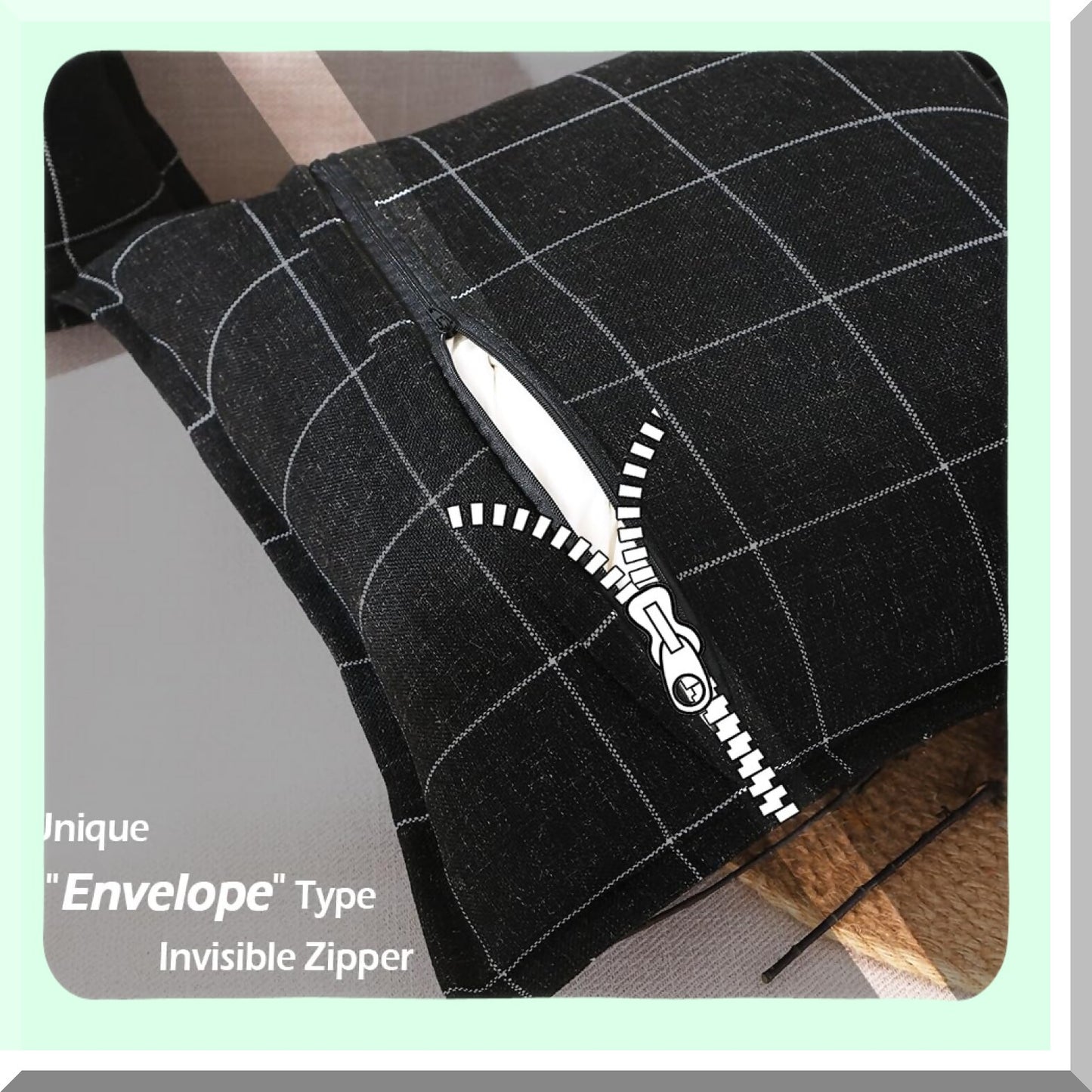 Monochrome Farmhouse Plaid Pillow Covers - Set of 2, Buffalo Checkered Decorative Cushion Cases - 24x24 Inch, Boho Black Couch Accent Pillows