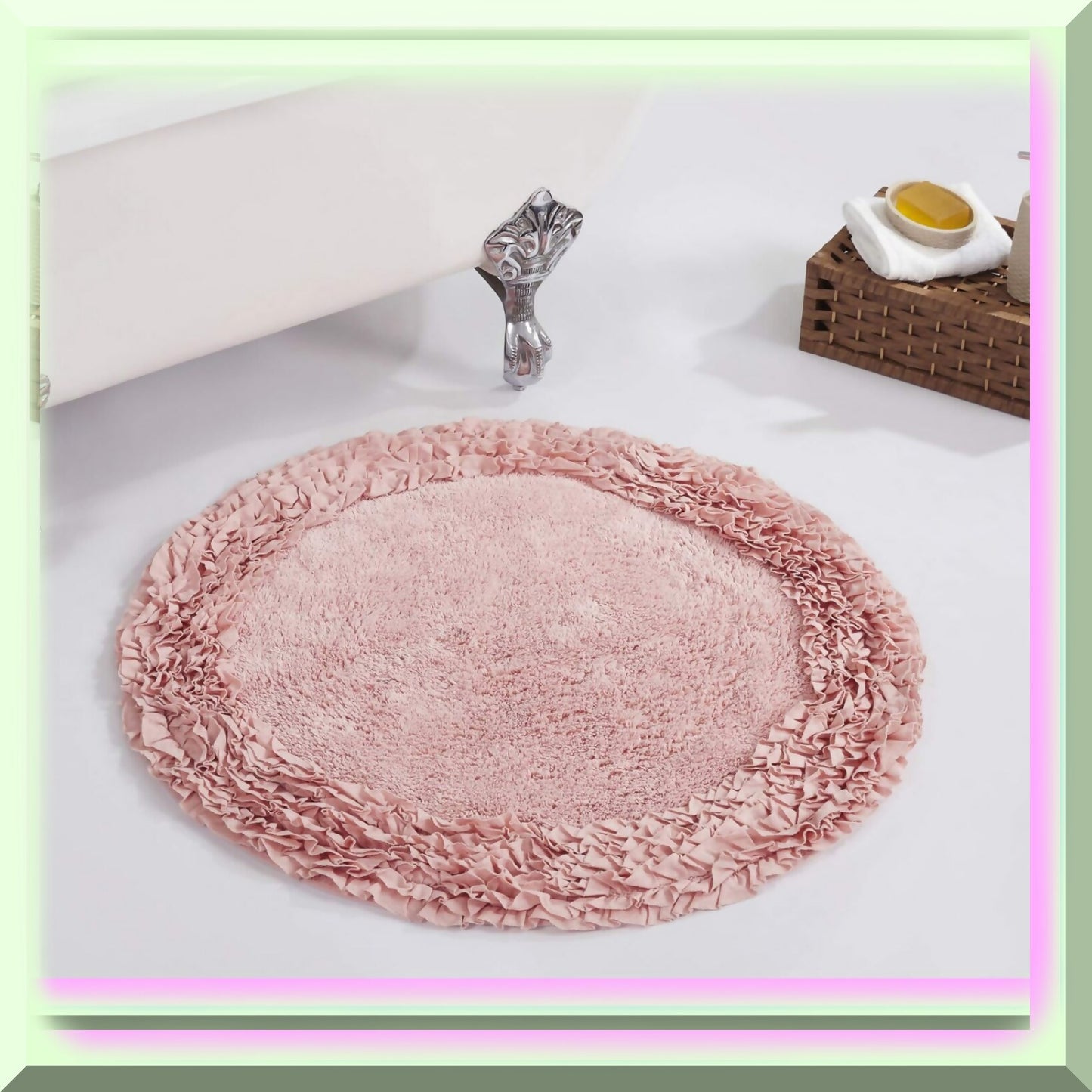 100% Cotton Pink Round Bath Rug 30"