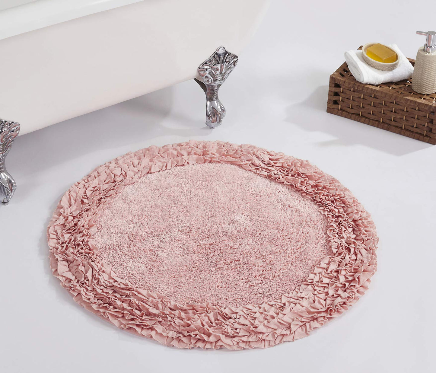100% Cotton Pink Round Bath Rug 30"