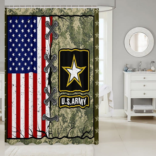 Army Green Camo Waterproof Shower Curtain 72" x 72"