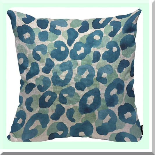 Watercolor Leopard Print Decorative Pillow Cover - 20x20 Inch Square Cushion Case - Animal Background Accent Throw Pillow
