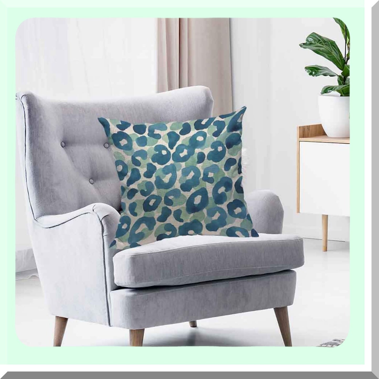 Watercolor Leopard Print Decorative Pillow Cover - 20x20 Inch Square Cushion Case - Animal Background Accent Throw Pillow