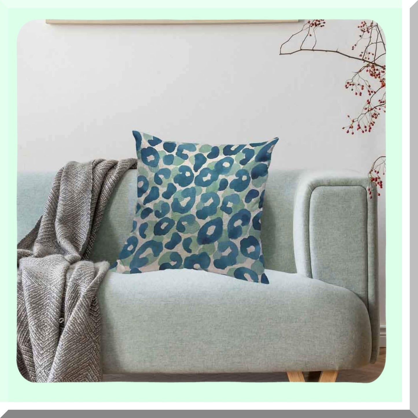 Watercolor Leopard Print Decorative Pillow Cover - 20x20 Inch Square Cushion Case - Animal Background Accent Throw Pillow