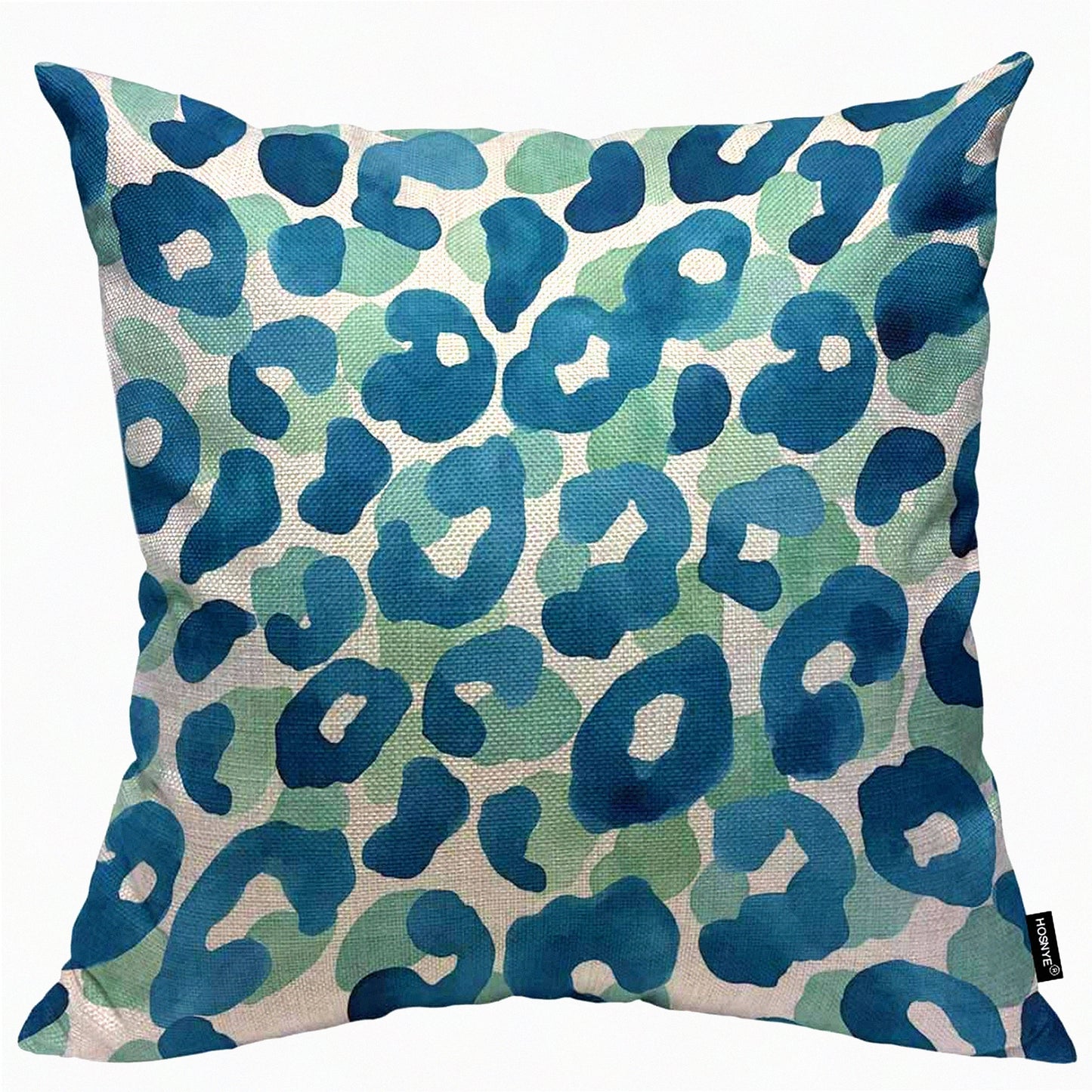 Watercolor Leopard Print Decorative Pillow Cover - 20x20 Inch Square Cushion Case - Animal Background Accent Throw Pillow