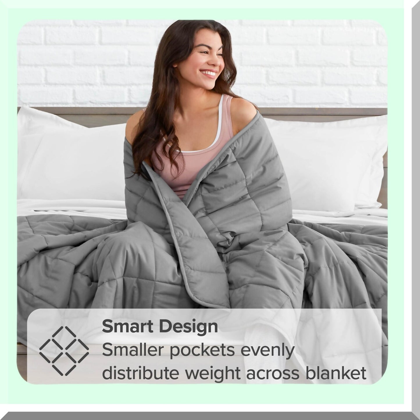 CalmRest All-Natural Cotton Weighted Blanket - 7lb Twin/Full Size, Premium Heavy Blanket with Nontoxic Glass Beads, Light Grey, 40"x 60""