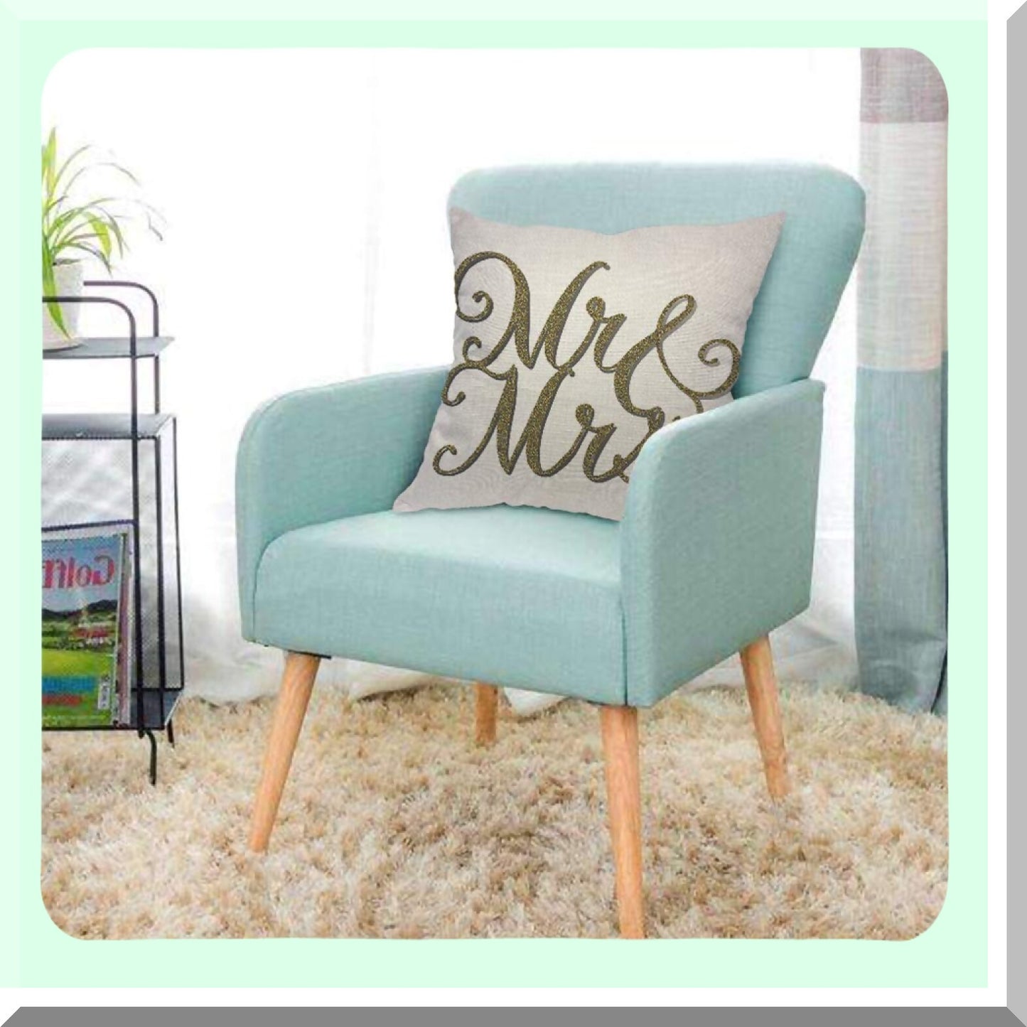 Golden Luxe Wedding Letter Pillowcase - Artistic Font Decor for Home Couch Bed - 18x18 Inch Mr Mrs Throw Pillow Cover - Men Women Boy Girl Room Cushion Cover - Decorative Luxury Design