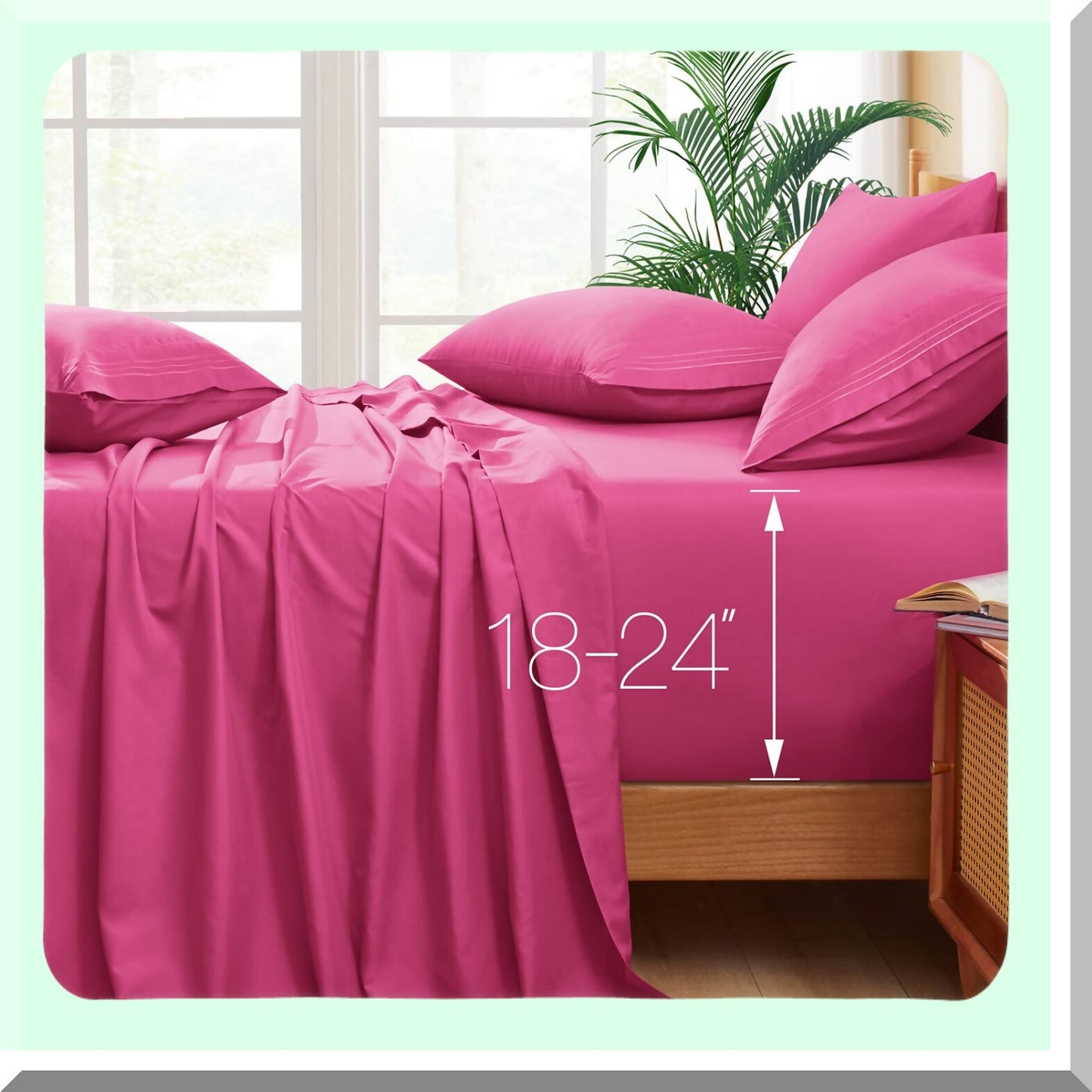 Luxury Ultra Soft Hot Pink Twin Size Microfiber Sheets - 1800 Thread Count, Extra Deep Pocket, Hotel Quality 4-Piece Set for 18-24 Inch Mattresses