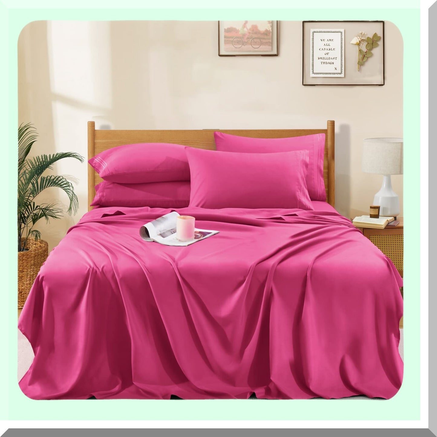 Luxury Ultra Soft Hot Pink Twin Size Microfiber Sheets - 1800 Thread Count, Extra Deep Pocket, Hotel Quality 4-Piece Set for 18-24 Inch Mattresses