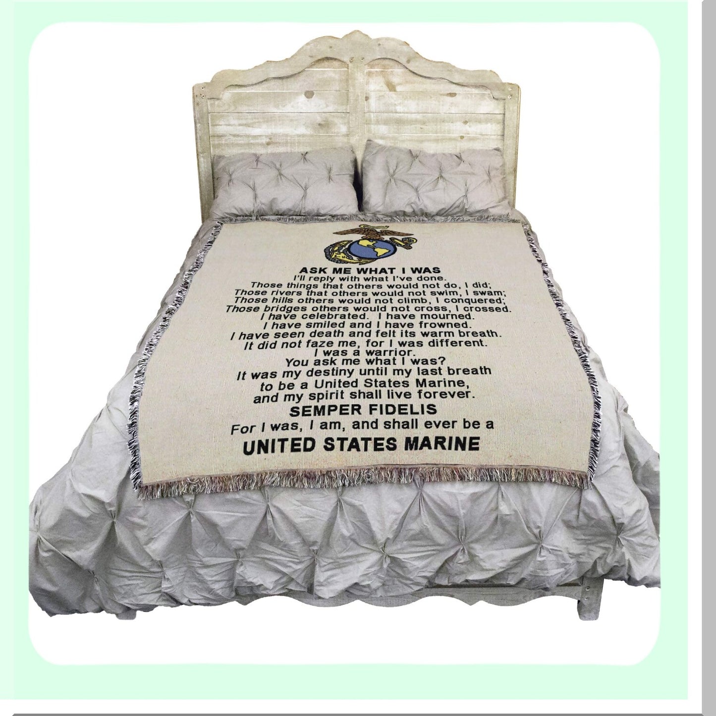 Patriot's Pride USMC Cotton Tapestry Blanket - Military Gift, Made in USA, 72x54