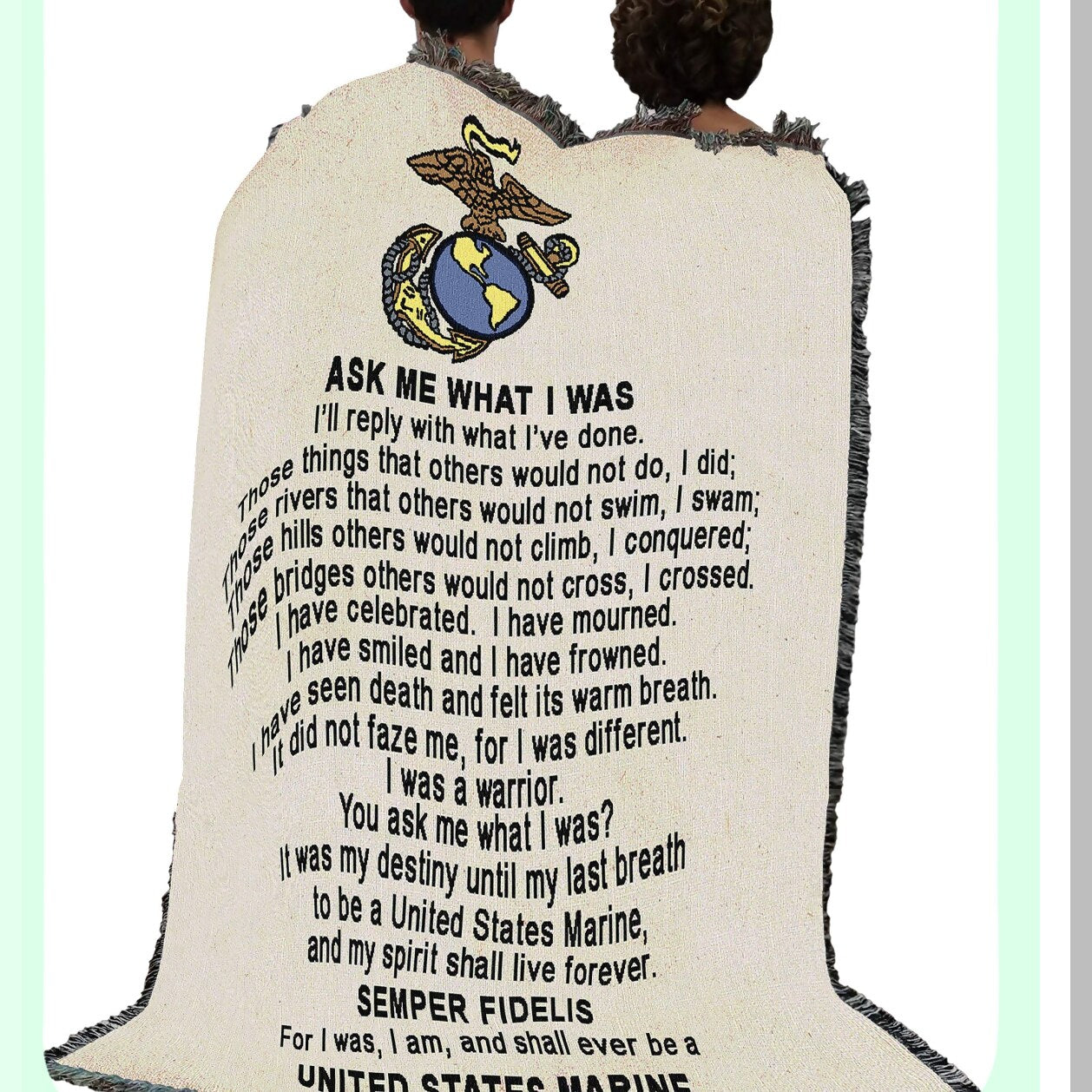 Patriot's Pride USMC Cotton Tapestry Blanket - Military Gift, Made in USA, 72x54