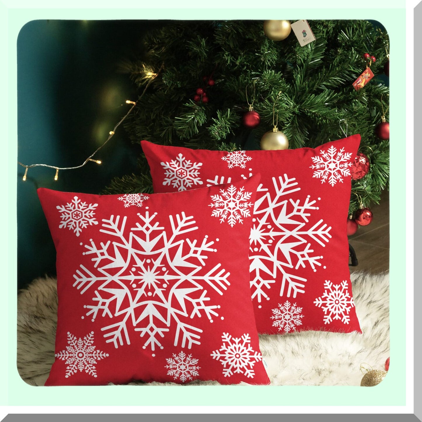 Snowflake Cozy Fleece Pillow Covers - Set of 2, Red - 18 X 18 Inches