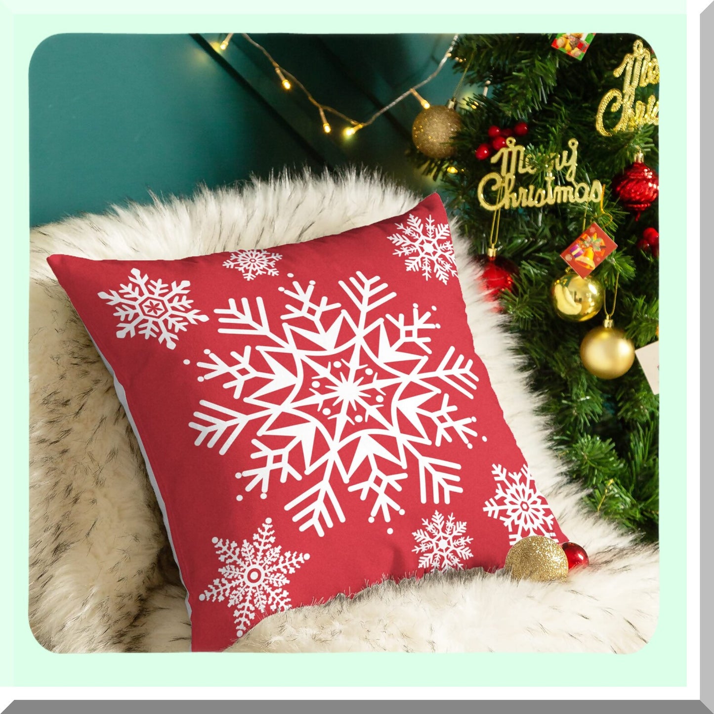Snowflake Cozy Fleece Pillow Covers - Set of 2, Red - 18 X 18 Inches
