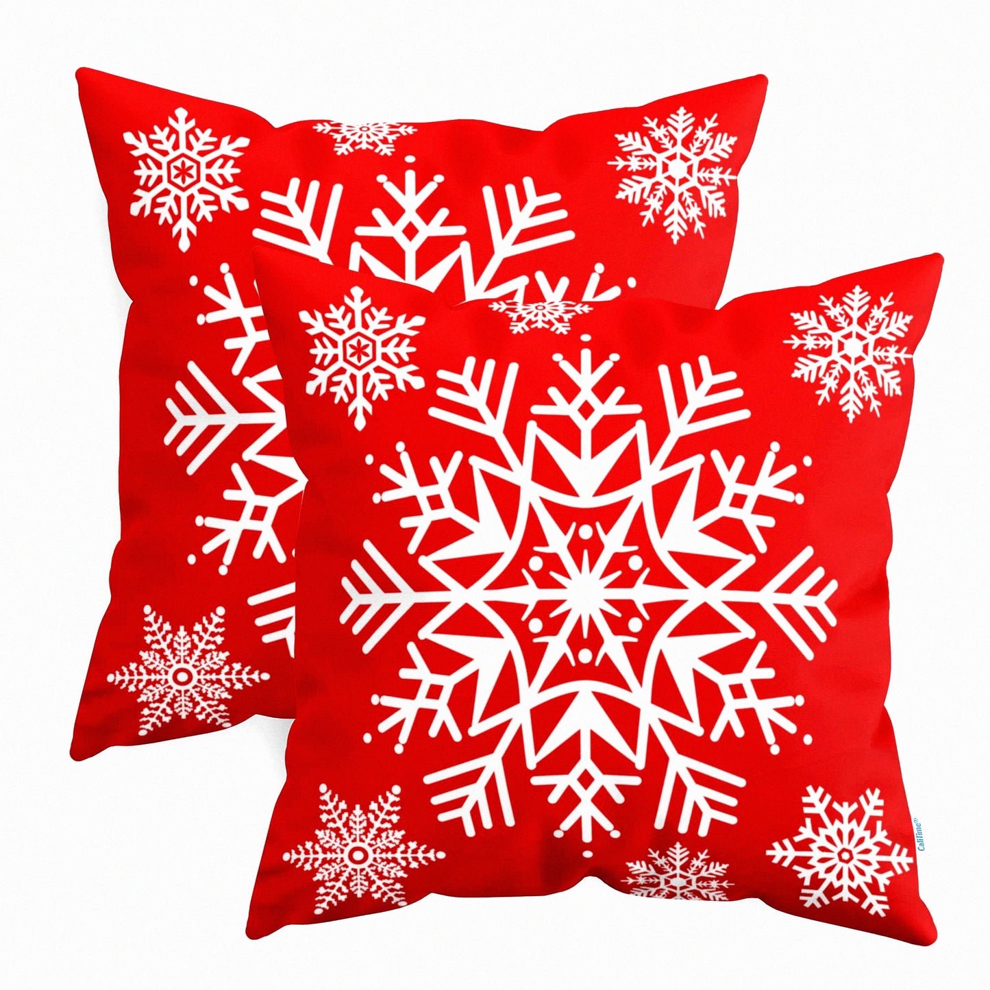 Snowflake Cozy Fleece Pillow Covers - Set of 2, Red - 18 X 18 Inches