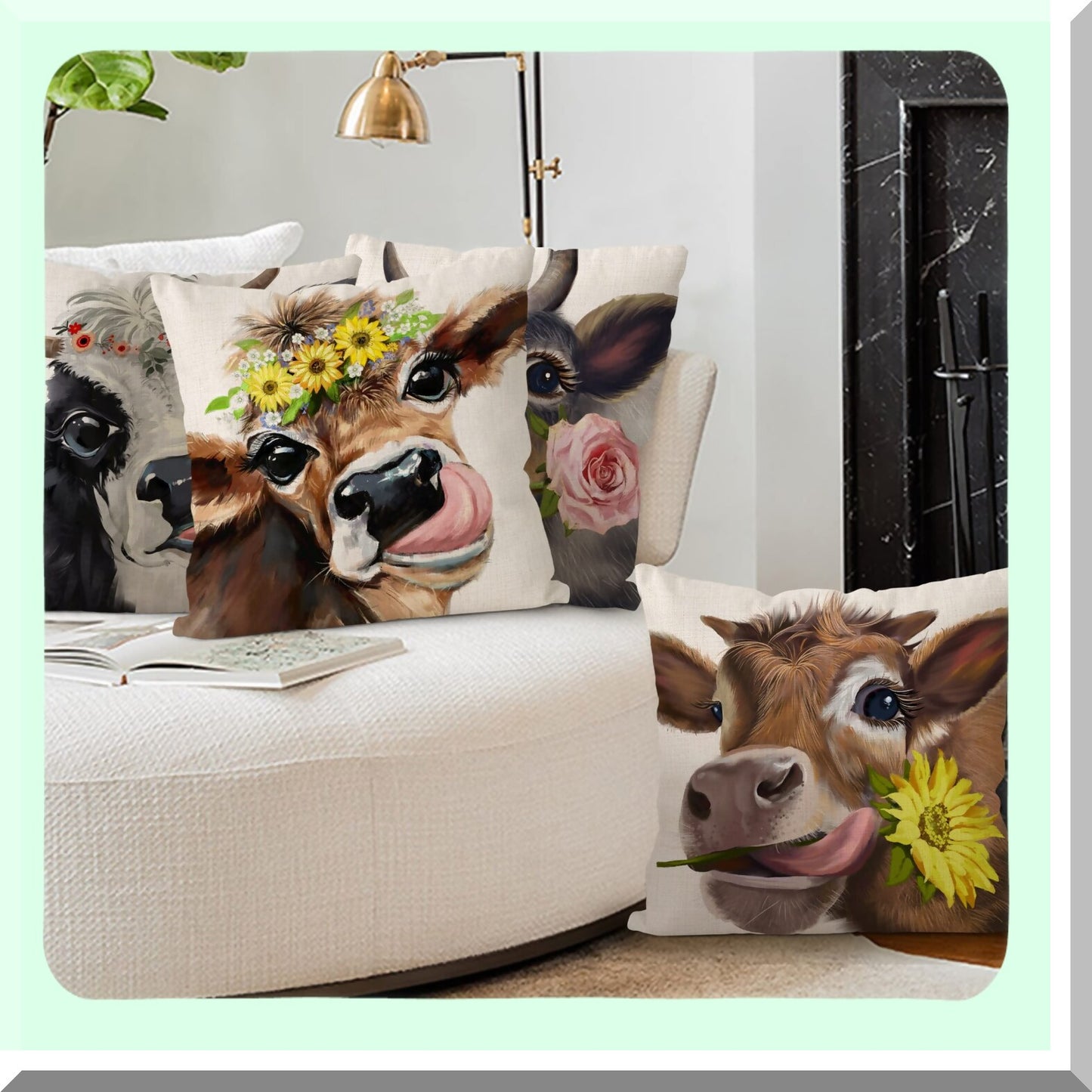 Rustic Farmhouse Linen Pillow Set - 18x18 Decorative Cushion Covers for Couch & Bedroom, Fall Brown Outdoor Throw Pillows - Home Decor Accent