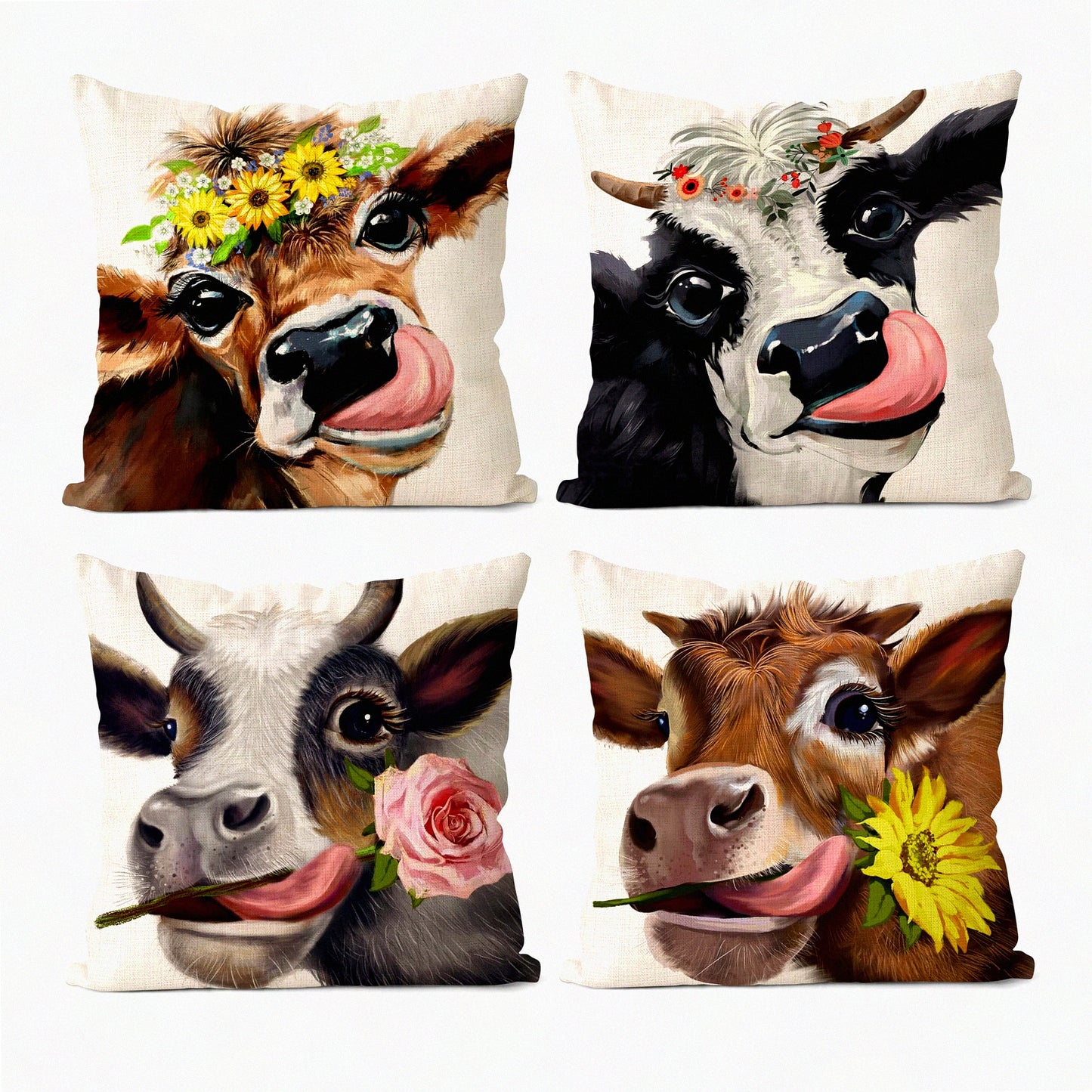 Rustic Farmhouse Linen Pillow Set - 18x18 Decorative Cushion Covers for Couch & Bedroom, Fall Brown Outdoor Throw Pillows - Home Decor Accent