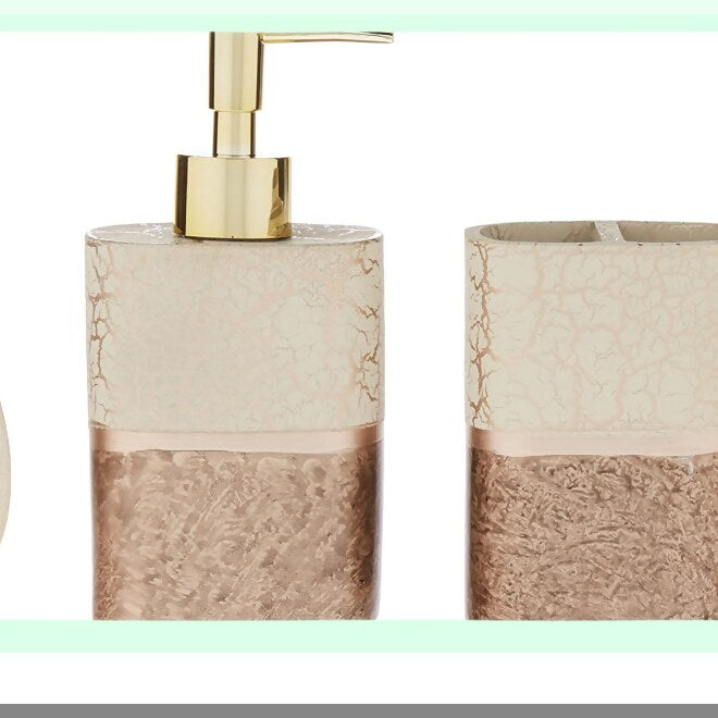 Bathroom Accessories 4-Piece Set Beige Brown Gold