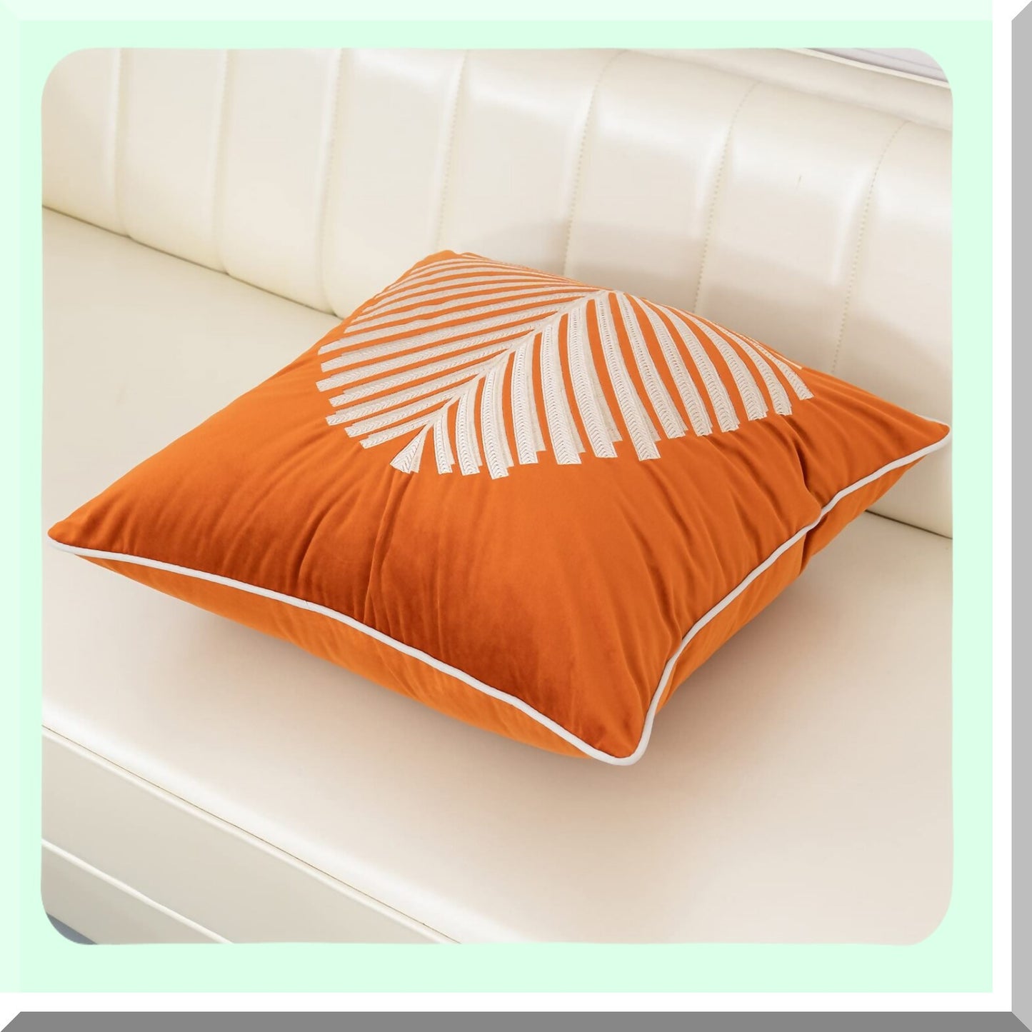 Rustic Autumn Embroidered Velvet Pillowcase - 20x20 Inch Farmhouse Decor Cushion Cover with Tree Leaves Design for Living Room & Bedroom