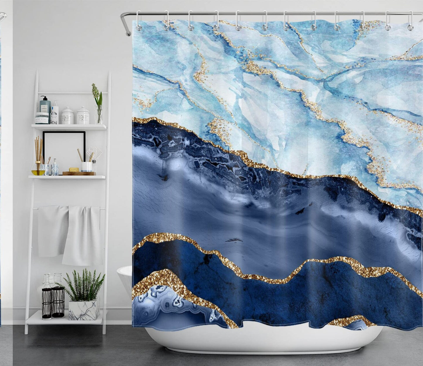 Blue Marble Shower Curtain 72x72 Inches with Hooks